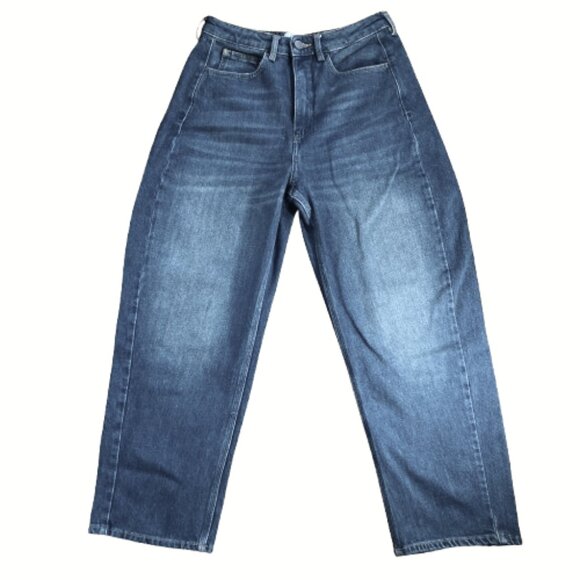 Diesel Hush SALE! Denim Barrel Jeans, Cropped Mid-Rise Rich Medium Wash, size 8 - Picture 2 of 14